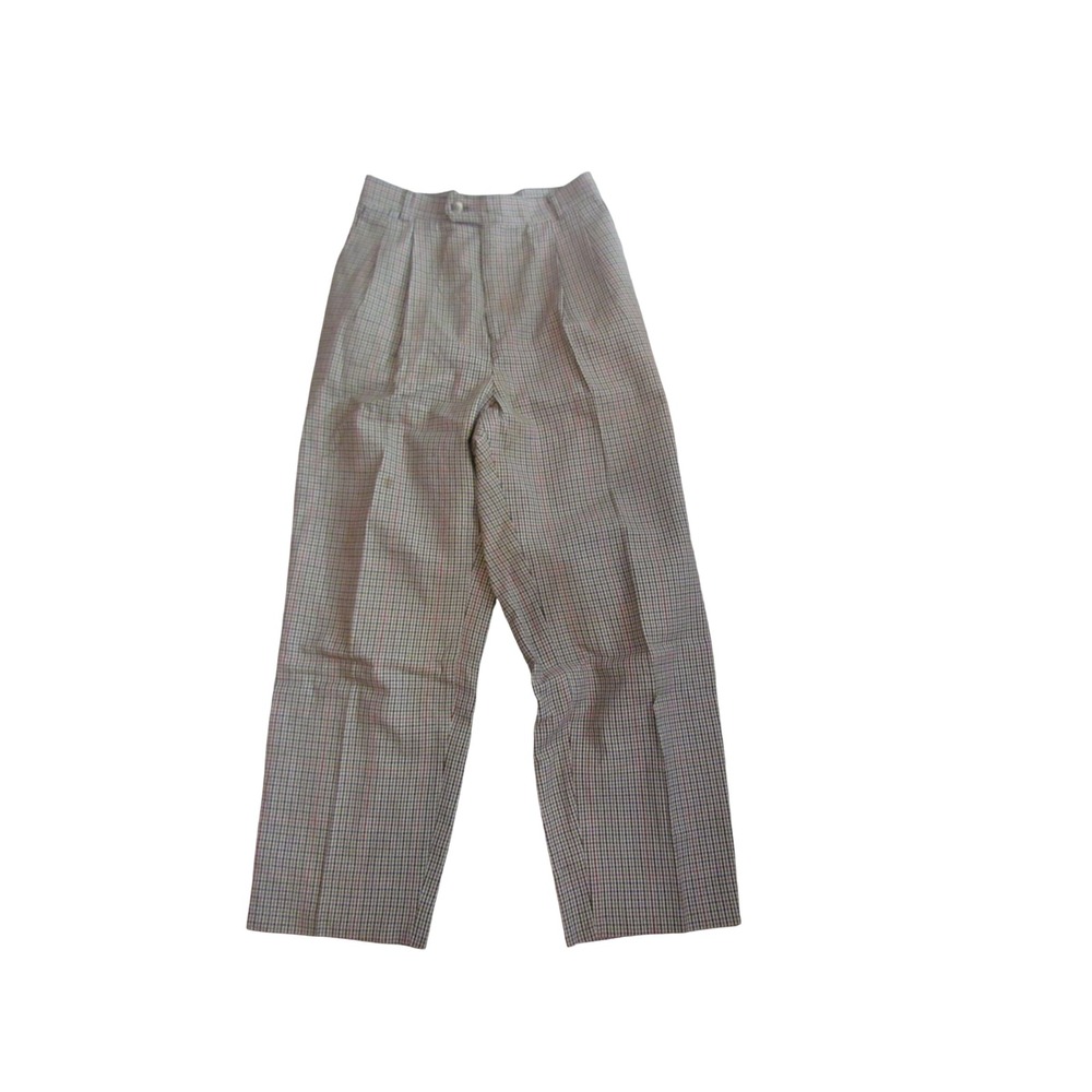 Ambitions Vintage Houndstooth Pleated Trousers‎ Petite Brown Plaid High Waist